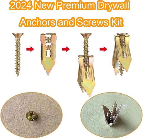 Upgraded Self-Drilling Anchors Screws, 2024 New Premium Drywall Anchors and Screws Kit, No Drill or Holes in Wall (0.47 * 1.37 inches, 30PCS), Moderate, Alloy Steel in Saudi Arabia