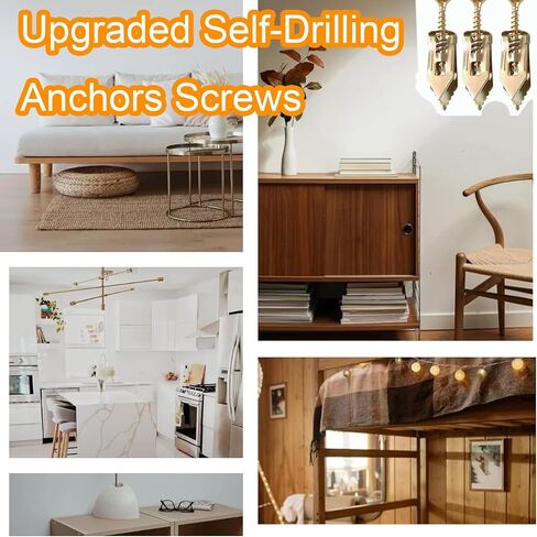 Upgraded Self-Drilling Anchors Screws, 2024 New Premium Drywall Anchors and Screws Kit, No Drill or Holes in Wall (0.47 * 1.37 inches, 30PCS), Moderate, Alloy Steel in Saudi Arabia