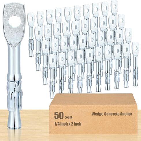 50 Pcs Eye Bolt Wedge Concrete Anchor 1/4 x 2 Inch Expansion Acoustical Ceiling Anchor Galvanized Carbon Steel Wedge Expansion Anchor for Ceiling Joists Hanging Hammocks Swing Chairs in Saudi Arabia