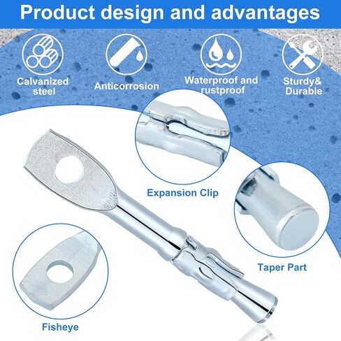 50 Pcs Eye Bolt Wedge Concrete Anchor 1/4 x 2 Inch Expansion Acoustical Ceiling Anchor Galvanized Carbon Steel Wedge Expansion Anchor for Ceiling Joists Hanging Hammocks Swing Chairs in Saudi Arabia