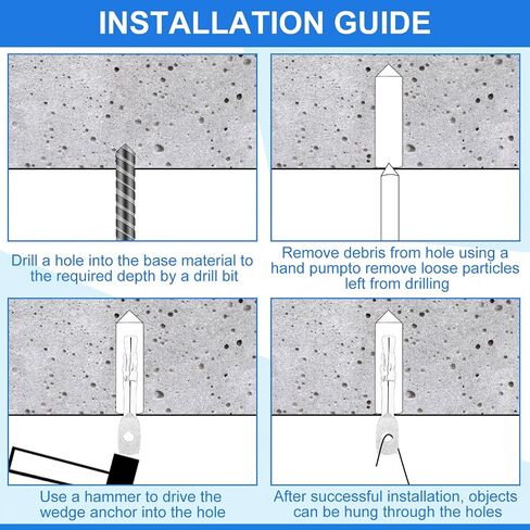 50 Pcs Eye Bolt Wedge Concrete Anchor 1/4 x 2 Inch Expansion Acoustical Ceiling Anchor Galvanized Carbon Steel Wedge Expansion Anchor for Ceiling Joists Hanging Hammocks Swing Chairs in Saudi Arabia