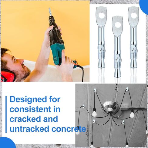 50 Pcs Eye Bolt Wedge Concrete Anchor 1/4 x 2 Inch Expansion Acoustical Ceiling Anchor Galvanized Carbon Steel Wedge Expansion Anchor for Ceiling Joists Hanging Hammocks Swing Chairs in Saudi Arabia