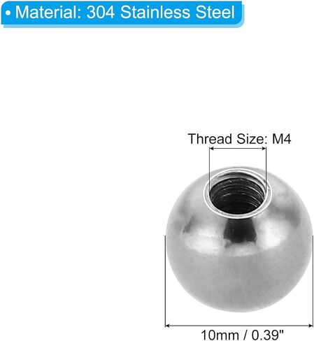 مقبض صواميل كروية M4x10mm من PATIKIL، 8 قطع خيط أنثى 304 من الفولاذ المقاوم للصدأ غطاء لولبي بفتحة عمياء مستديرة لآلات الإضاءة لتزيين المنزل بنفسك، فضي in Saudi Arabia