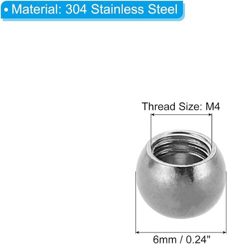 مقبض صواميل كروية M4x10mm من PATIKIL، 8 قطع خيط أنثى 304 من الفولاذ المقاوم للصدأ غطاء لولبي بفتحة عمياء مستديرة لآلات الإضاءة لتزيين المنزل بنفسك، فضي in Saudi Arabia