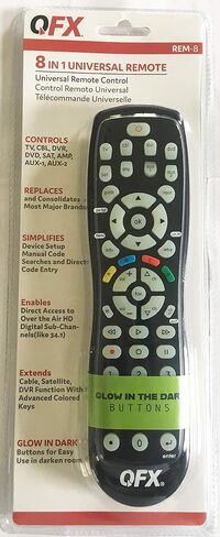 QFX REM-115 8 in 1 Large Jumbo Universal Remote Control for RCA, Sony, Philips, Samsung, GE, Zenith, Panasonic, Sharp, Toshiba, Daewoo, Hitachi, Sanyo, LG, JVC, Mitsubishi, Emerson, Magnavox | Compatible with Philips, LG, Panasonic, Toshiba & Many More, C in Kuwait
