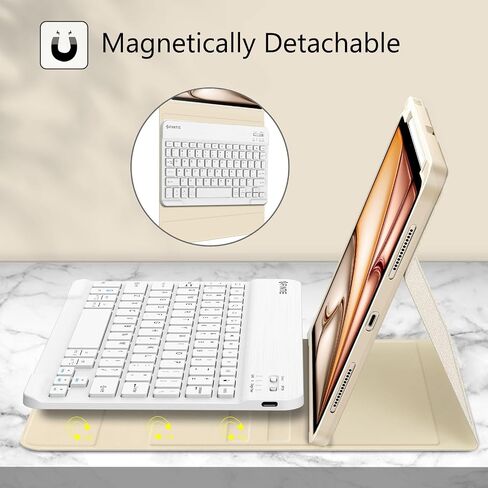 حافظة لوحة المفاتيح Fintie لجهاز iPad Air الجيل الخامس (2022) / iPad Air الجيل الرابع (2020) مقاس 10.9 بوصة مع حامل أقلام - غطاء خلفي ناعم من مادة TPU مع لوحة مفاتيح بلوتوث قابلة للفصل مغناطيسيًا، أرجواني أرجواني in Kuwait