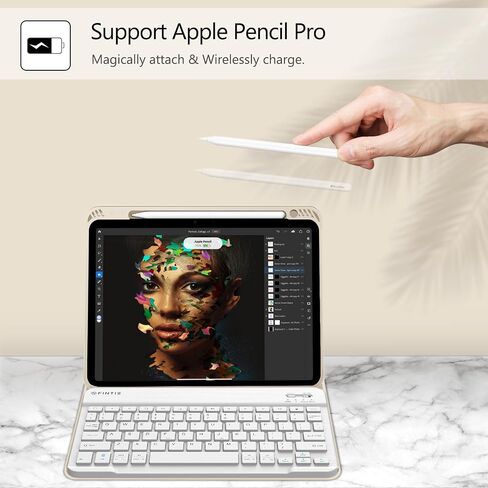 حافظة لوحة المفاتيح Fintie لجهاز iPad Air الجيل الخامس (2022) / iPad Air الجيل الرابع (2020) مقاس 10.9 بوصة مع حامل أقلام - غطاء خلفي ناعم من مادة TPU مع لوحة مفاتيح بلوتوث قابلة للفصل مغناطيسيًا، أرجواني أرجواني in Kuwait