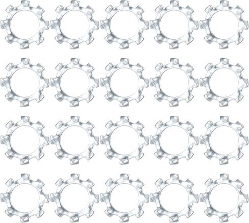uxcell M8 100Pcs External Tooth Star Lock Washers, Carbon Steel Zinc Plated Tooth Locking Ring Washers Quick Speed Star Nut Locking Fastener, White in Saudi Arabia