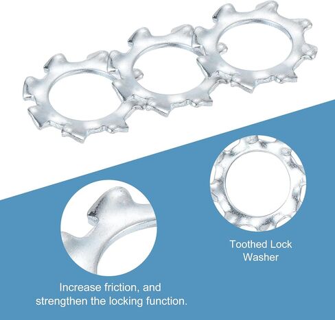 uxcell M8 100Pcs External Tooth Star Lock Washers, Carbon Steel Zinc Plated Tooth Locking Ring Washers Quick Speed Star Nut Locking Fastener, White in Saudi Arabia