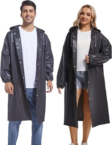 2PCS Rain Ponchos for Adults Reusable Raincoats Emergency Survival With Hoods&Sleeves for Women Men in Kuwait