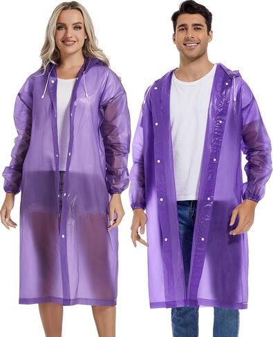 2PCS Rain Ponchos for Adults Reusable Raincoats Emergency Survival With Hoods&Sleeves for Women Men in Kuwait