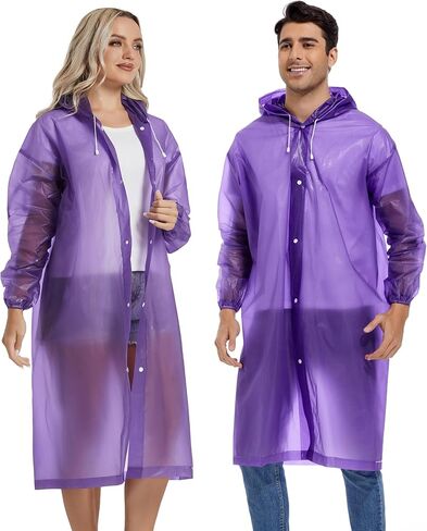2PCS Rain Ponchos for Adults Reusable Raincoats Emergency Survival With Hoods&Sleeves for Women Men in Kuwait