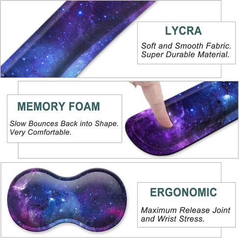 Keyboard Wrist Rest Support + Mouse Pad + Mouse Wrist Rest + Coaster, 4 PCS Set Ergonomic Memory Foam Mousepad with Durable Anti-Slip Rubber Base for Office, Home & Easy Typing Pain Relief, Moon Sun in Saudi Arabia