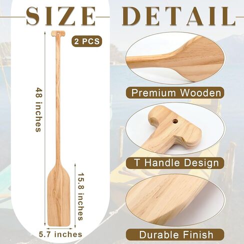 2 Pcs Oar Wood Paddle 48 Inch Wooden Paddle Canoe Paddle Solid Pine Wood Paddle Handheld Wood Oar for Kayak Water Sport DIY Home Decoration Gifts Arts Craft Projects in Saudi Arabia