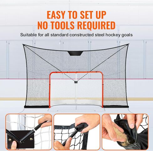 VEVOR Hockey Goal Backstop Net, Street Hockey Sports Backstop Netting, Portable Indoor Outdoor Hockey Training Net, 12x7 FT Large Size Target Net, Easy Assemble, Black (Goal Frame Not Included) in Saudi Arabia
