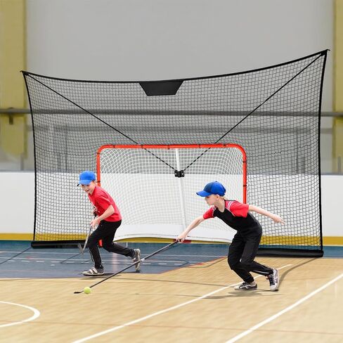 VEVOR Hockey Goal Backstop Net, Street Hockey Sports Backstop Netting, Portable Indoor Outdoor Hockey Training Net, 12x7 FT Large Size Target Net, Easy Assemble, Black (Goal Frame Not Included) in Saudi Arabia