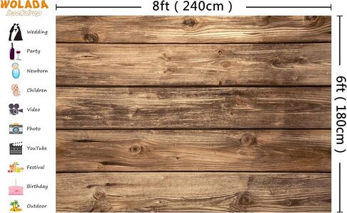 7x5FT Rustic Wood Wall Backdrop Natural Brown Wooden Board Photography Background Baby Shower Birthday Party Cake Table Decoration Banner Backdrops Photo Booth Prop 11839 in Saudi Arabia