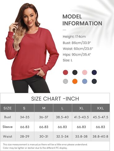 Women's Cotton Fleece Pullover Sweatshirts Sherpa Lined Crewneck Sweatshirts in Saudi Arabia