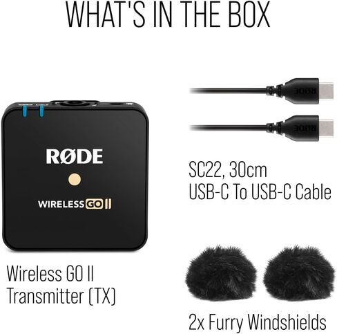 جهاز إرسال لاسلكي RØDE Wireless GO II TX مزود بميكروفون مدمج وتسجيل على اللوحة ومدى يصل إلى 200 متر لصناعة الأفلام والمقابلات وإنشاء المحتوى (جهاز الإرسال فقط) in Kuwait