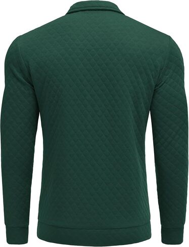 COOFANDY Men's Fashion Quarter Zip Pullover Mock Neck Long Sleeve Sweatshirt Casual Plaid Jacquard Polo Sweaters in Saudi Arabia