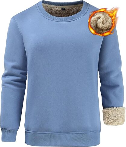 Women's Cotton Fleece Pullover Sweatshirts Sherpa Lined Crewneck Sweatshirts in Saudi Arabia