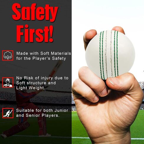 Soft Cricket Rubber Ball Set Indoor/Outdoor Play for Junior Youth Adult Training, Coaching, Practice Excellent Bounce with Durable Traditional Seams Stitched in Kuwait