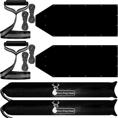2 Set Deer Drag Sleds with Heavy Duty Deer Drag Strap and Rope,Deer Cart Game Hauler Thickened Hunting Accessories for Antelope Deer Elk Hauling,Hunting,Fire Wood,Ice Fishing in Saudi Arabia
