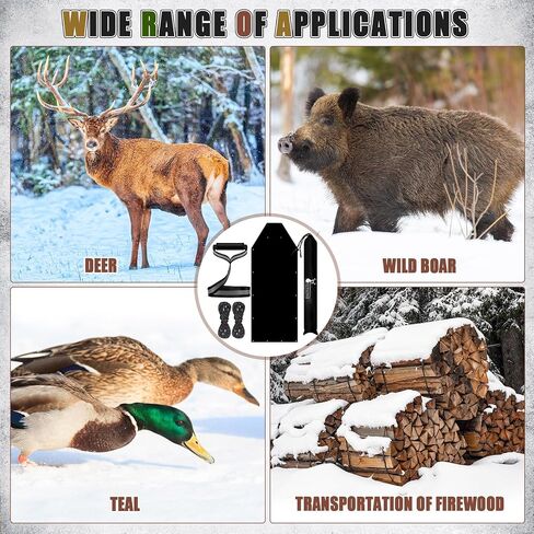 2 Set Deer Drag Sleds with Heavy Duty Deer Drag Strap and Rope,Deer Cart Game Hauler Thickened Hunting Accessories for Antelope Deer Elk Hauling,Hunting,Fire Wood,Ice Fishing in Saudi Arabia