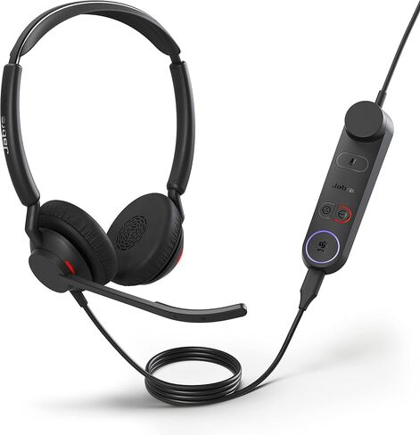 Jabra Engage 50 II Wired Stereo Headset with Link Call Control - Noise-Cancelling 3-Mic Technology, USB-A Cable - Works with All Leading Unified Communications Platforms Such as Zoom & Unify - Black in Saudi Arabia