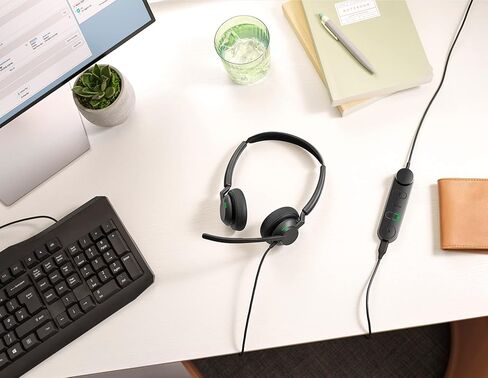 Jabra Engage 50 II Wired Stereo Headset with Link Call Control - Noise-Cancelling 3-Mic Technology, USB-A Cable - Works with All Leading Unified Communications Platforms Such as Zoom & Unify - Black in Saudi Arabia