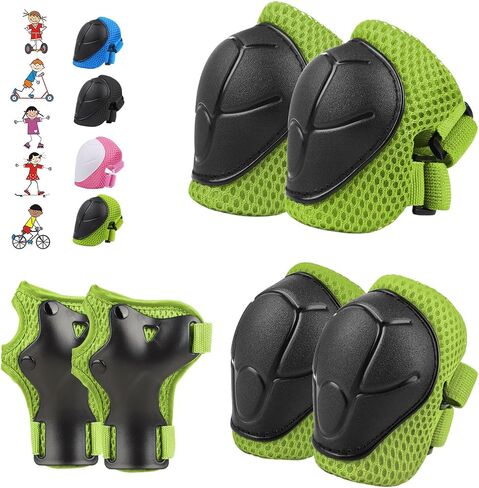 6PCS Kids Protective Gear Set, Knee Pads for Kids 3-10 Years Old, Toddler Knee Pads and Elbow Pads, Wrist Guards Set, Skating Cycling Bike Rollerblading Scooter, Upgraded & Durable Material in Saudi Arabia
