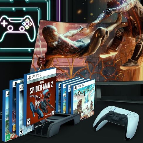 حامل تبريد نحيف SIKEMAY PS5 مع محطة شحن وحدة تحكم متوافقة مع وحدة تحكم Playstation 5 Slim، ملحق PS5 Slim متضمن. مروحة تبريد، حامل سماعات، 3 موزع USB، 8 فتحات ألعاب - أسود in Kuwait