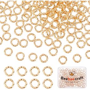 Beebeecraft 150Pcs 3 Size Twisted Open Jump Rings 18K Gold Plated Jump Rings Connectors 12mm O Rings 8/10/12mm for DIY Earring Bracelet Necklace