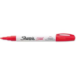 Sharpie Oil-Based Paint Marker, Fine Point, Red Ink, Pack of 12