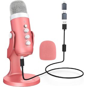 ZealSound USB Microphone for PC,3 Capsule,4 Pickup Patterns,Studio Computer Microphones with Mute/Volume Knob/Monitor/Noise Cancel,K66 Plus Condenser Mic for Gaming Podcasting YouTube Stream on Mac