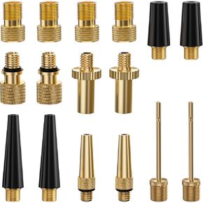 16PCS Liktadr Premium Bicycle Presta Schrader Valve Adaptor, Including Ball Pump Needle, Bike Pump Adapter, Balloon Inflatable Toys Nozzle Inflator Adapter. Fit for Bike Gym Balloon Toy Pump