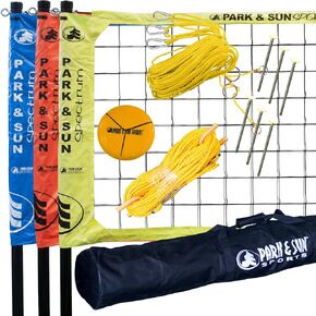 Park & Sun Sports Tri-Ball Volleyball: Portable Outdoor 3-Way Net System, Professional Series