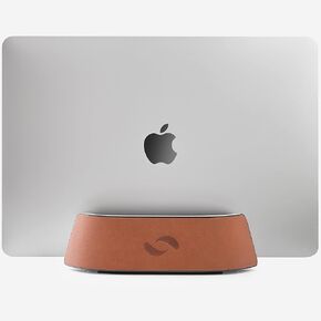 HumanCentric Laptop Holder Vertical Laptop Stand - Adjustable Holder and Dock, Laptop Vertical Stand Fits MacBook Pro and Other Laptops .5" to 1.5", Upright Laptop Holder for Desk, Black Leather