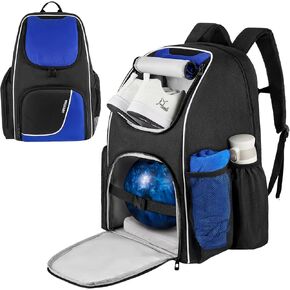 Bowling Backpack, Bowling Ball Bag for Bowling Accessories, Fits A Pair of Bowling Shoes Up to Size 16 for Men