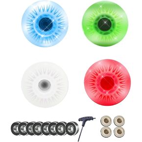 4 Pack 76mm 80mm Inline Skate Wheels with ABEC-9 Bearings, 90A Durable Light Up Roller Skate Wheels for Indoor Outdoor Skating