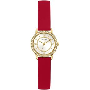 GUESS Ladies 28mm Watch - Silver Tone Strap White Dial Silver Tone Case