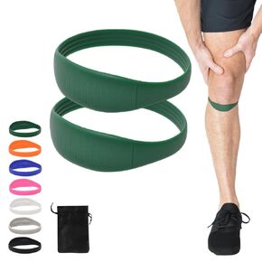 2 Pcs Patella Band Silicone Knee Strap Patellar Knee Brace & Travel Bag Non-Slip Knee Pad for Tendonitis Pain Relief Sports Injury Fitness Recovery Men Women (Orange)