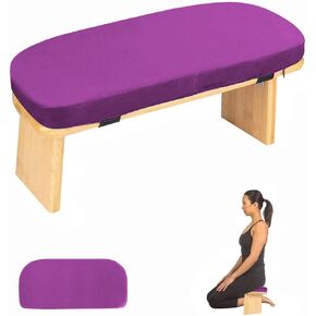 Meditation Bench with Cushion Foldable Ergonomic Bamboo Kneeling Stool Seiza Bench Wooden Meditation Stool Chair Zen Lotus Yoga Stool Floor Sitting Prayer Bench Removable Pillow