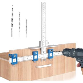King&Charles Cabinet Hardware Jig, Cabinet Handle Jig with Point Wood Drils Bits, Cabinet Jig for Handles and Pulls on Drawers/Cabinets/Doors, Cabinet Hardware Template Tool Set.