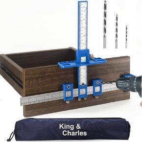King&Charles Cabinet Hardware Jig, Cabinet Handle Jig with Point Wood Drils Bits, Cabinet Jig for Handles and Pulls on Drawers/Cabinets/Doors, Cabinet Hardware Template Tool Set.