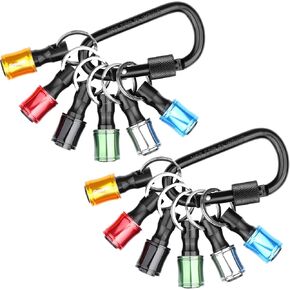 GrenPRO 6Pcs Impact Bit Holder Chain,1/4 Hex Shank Aluminum Alloy Screwdriver Bit Holder,Portable Socket Drill Screw Adapter,Six Color Quick-Change Extension Bar Keychain for Tools & Home Improvement