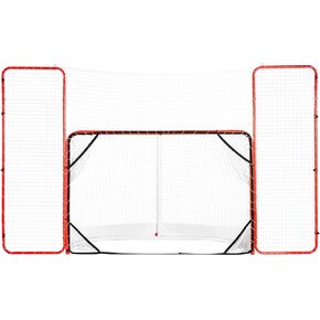 VEVOR Hockey Goal with Backstop and Targets, Street Steel Hockey Net, 72" Pro Hockey Training Goal Set, Portable Indoor Outdoor Hockey Goal with Net, Easy Assemble, White/Red