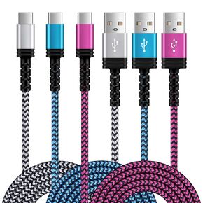 10FT/3Pack USB C Cable, 3.1A USB C to USB A Fast Charger Cord for iPhone 15 15Pro 15 Pro Max,USB Type C Charging Cable for Samsung Galaxy S23 FE S23 Ultra A14 5G A54 A23 S22 S21 S20,Google Pixel 8 Pro