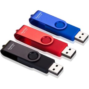 SeeDete 32GB USB Flash Drives, USB Stick, Thumb Drive Rotated Design, Memory Stick with LED Light for External Storage and Backup Data, Jump Drive, 5 Pack 32GB (5 Colors: Gold Black Green Red Blue)
