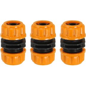PATIKIL 1/2" Garden Hose Repair Kit Connector Extender, 3 Pcs Plastic Quick Water Hose Connectors Leakproof Design Fittings, Marigold